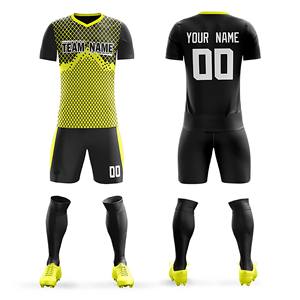 Ensemble d'uniformes de football personnalisés à manches courtes respirants par sublimation – Prix de gros, logo personnalisé, maillot unisexe vierge en mesh pas cher - Product Image 4