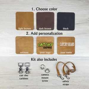 Vintage Buffalo Leather Adjustable <b>Camera</b> <b>Harness</b> - Perfect for Dslr, Crossbody Support, Reinforced Straps, Secure Clips - Product Image 6