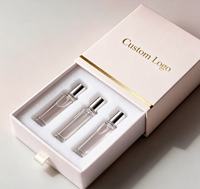 Boîte d'échantillons de parfum personnalisée de type tiroir avec insert floqué multi-grilles, boîte d'emballage de parfum miniature de luxe en papier 2ml 5ml 10ml