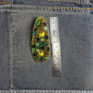 Patch perlé à la main orné de strass en cristal jaune vert de luxe pour accessoires de vêtements et décor de bricolage en tissu de toile - Product Image 3