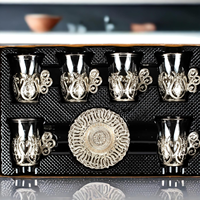 Service à thé et café turc en argent et or, avec soucoupe à bulles, emballage personnalisé, faible MOQ, fait main, luxe, écologique, cadeau