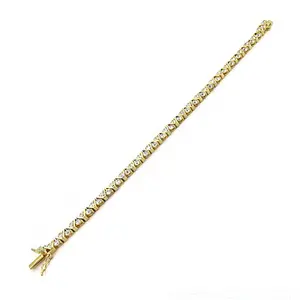 Brazalete de Tenis con Diamantes Chapado en Oro para Mujer, Elegante Regalo de Boda, Accesorio de Moda - Product Image 2