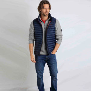 Gilet matelassé sans manches de qualité supérieure, couleur bleu marine, fermeture éclair, style streetwear, col montant, respirant, coupe-vent - Product Image 5