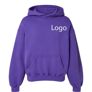 เสื้อฮู้ดผู้ชายสีพื้นผ้าคอตตอนผสมทรงโอเวอร์ไซส์แบบลำลองทรงโอเวอร์ไซส์ - Product Image 1