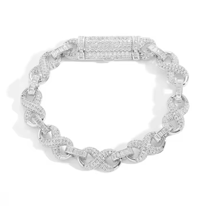 Elegante pulsera de ocho formas 7 pulgadas 925 Plata con diamantes de moissanita brillantes joyería de lujo para hombres y mujeres - Product Image 4