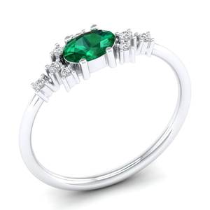 Anillos de Plata de Ley 925 con Corte Ovalado y Gema Esmeralda de 0.5 Ct, Precio de Fábrica REYES, Joyería de Moissanita con Certificado GRA para Ella - Product Image 2