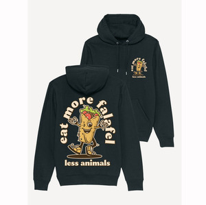 Sudadera con capucha de algodón regular personalizada Sudadera negra Eat More Falafel Sudadera con capucha - Product Image 1