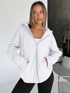 Veste polaire zippée à capuche surdimensionnée pour femme automne/hiver décontracté respirant tricoté Logo avant - Product Image 5