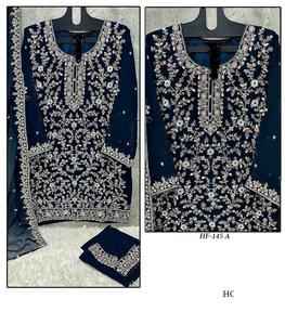 Henixa Création Bleu Lourd Brodé Gharara Salwar Costumes Mariage Sharara Design Vêtements Pakistanais pour les Fêtes d'été - Product Image 1