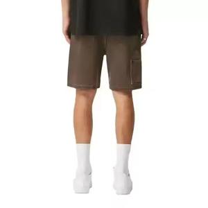 Pantalones cortos vaqueros holgados para hombre al por mayor logotipo personalizado apliques desgastantes bordado costura sólido liso teñido pantalones cortos vaqueros lavados - Product Image 6