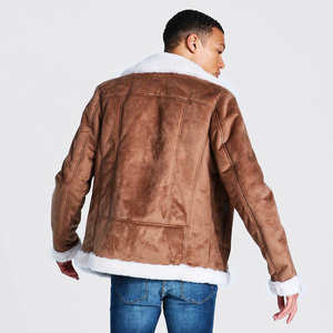 Veste moto unisexe en simili cuir avec fourrure sur le devant, coupe ajustée, style tendance, fermeture éclair, vente en gros - Product Image 5