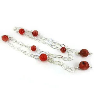 Collar de Perlas de Cornalina Roja Clásico para Mujer - Joyería Cristiana de Latón para Regalo - Product Image 3