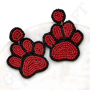 Boucles d'oreilles faites à la main en or noir perlé empreinte de patte Style quotidien bijoux de mode esprit d'équipe pour les Fans de talonnage jeu mode - Product Image 5