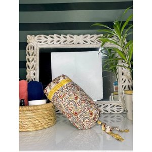 Set of 3 Portable Silk Floral Persian Paisley Hand Block Print for Toiletry Travel Cosmetic Wash <b>Bags</b> Assorted Shaving Kits - Product Image 5