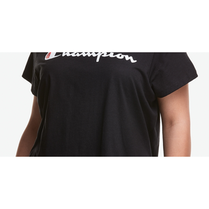 เสื้อยืดครอปแขนสั้น Champion รุ่นคลาสสิค ลายกราฟิก น้ำหนักเบา ระบายอากาศได้ดี สีดำ ไซส์ 4X ทรงพอดีตัว พร้อมโลโก้ สำหรับผู้หญิง - Product Image 3