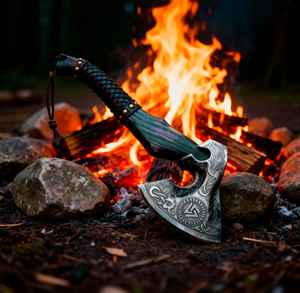 Hache Viking en acier au carbone de haute qualité, nouvelle conception, faite à la main, pour le camping, à vendre, en acier au carbone avec étui en cuir fin - Product Image 2