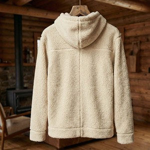 Wholesale Custom High Pile Teddy <b>Fleece</b> <b>Hoody</b> <b>Men's</b> Casual Outdoor Warm Pullover <b>Sherpa</b> Sweatshirt 100% Cotton Winter Plain Dyed - Product Image 5