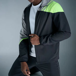 Conjunto de chándal cortavientos de poliéster de nailon transpirable de invierno de alta calidad, ropa deportiva con cremallera personalizada para correr para hombres - Product Image 1