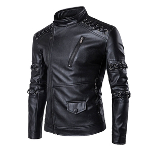 High Quality Men's Winter Leather <b>Canvas</b> <b>Jacket</b> with Stand Collar Front Logo Customizable Design Windproof & Breathable - Product Image 3