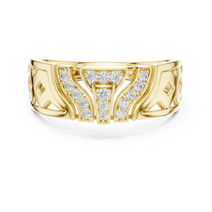 Bague pendante en or jaune 14 carats avec diamant rond de laboratoire cultivé, pour un usage quotidien, pour femmes |   Nouveau diamant cultivé - Product Image 1