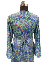 Nouveau Sari soie mélange tissu imprimé vêtements d'été longue robe pour les femmes approvisionnement en gros Boho mode style robe portefeuille