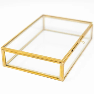 Boîte à bijoux en verre de qualité exceptionnelle, plaquée or, décorative, faite à la main, boîte en verre classique et élégante, boîte à bijoux en métal et en verre, meilleurs prix - Product Image 2