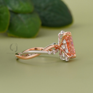 3.15ct Vivid Red Lab Grown Diamond <b>Ring</b> Radiant Cut Engagement <b>Ring</b> 14k Gold Unique Bridal <b>Statement</b> <b>Ring</b> for Women Jewelry - Product Image 2