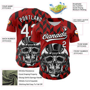 Design et Logo Personnalisés Modernes Rouge Blanc Noir Motif 3D Casque de Crâne Design Maillot de Football Américain Personnalisé Maillot de Football Américain - Product Image 3