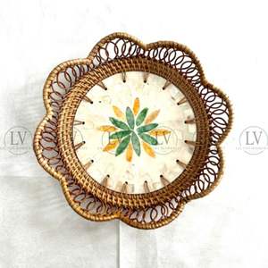 Plateau de service en rotin avec incrustation pour vadrouille Taille personnalisée pour le café de table et les articles de cuisine Vente en gros du Vietnam - Product Image 2