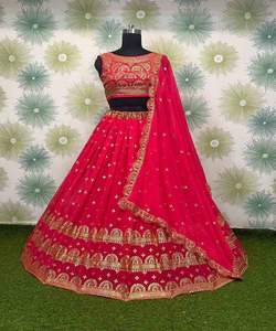 Designer Georgette Broderie Séquence Travail Lehenga Choli avec Dupatta Wedding Wear Prix de gros Vêtement ethnique Alphanumero Shalwar Kameez - Product Image 1