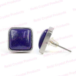 Crystal <b>Earrings</b> for Women <b>Girls</b> Natural Stone Square <b>Studs</b> - Product Image 5