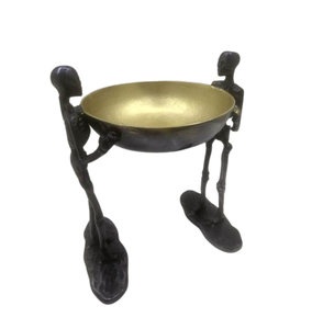 Tazón redondo decorativo de aluminio, latón, níquel negro, diseño único para mesa y decoración del hogar, hecho a mano, personalizado - Product Image 1