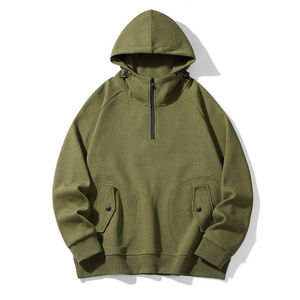 2025 vente chaude hommes veste décontractée sweats à capuche 100% coton séchage rapide respirant quart Zip sweats avec sweat à capuche d'hiver pour homme - Product Image 2