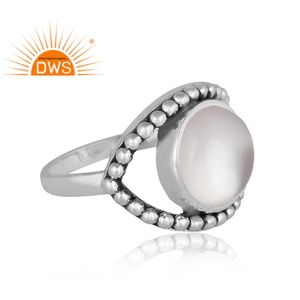 แหวนเพชรธรรมชาติแบบคู่สำหรับแม่ของไข่มุกดีไซน์เป็นวงแหวนเงินออกซิไดซ์ - Product Image 3