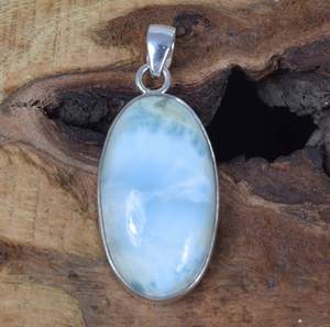 Pendentif en Larimar Fait Main en Argent Sterling 925, Bijou Ovale en Pierre Précieuse, Collier Élégant de Haute Qualité pour Enfants et Femmes, Idéal comme Cadeau - Product Image 6