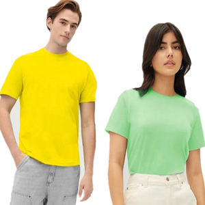 210gsm 100% algodón hombres mujeres manga corta Unisex liso sólido básico Casual camiseta para hombres - Product Image 1