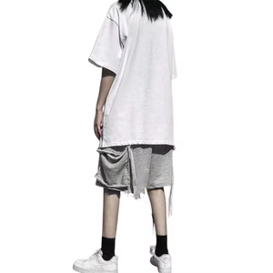 Techwear T-shirt Hip-Hop T-shirt Hommes Noir Harem Hommes Tech Wear T-shirt Streetwear Hommes Casual T-shirt Blanc 100% Coton - Product Image 4