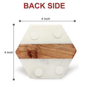 White Marble & Wooden <b>Coasters</b> Handcrafted Tea Coffee <b>Coasters</b> - Product Image 4
