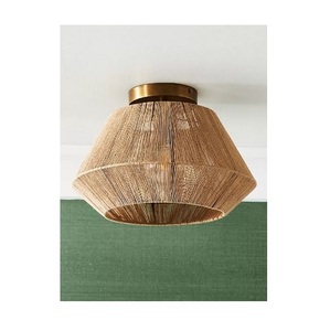 Lámpara Colgante LED de Ratán y Hierro Hecha a Mano, Estilo Vintage, con Color Personalizable - Product Image 1