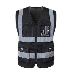 <b>Black</b> Linen <b>Hi</b> <b>Vis</b> Traffic Security Construction <b>Vest</b> Breathable High Visibility Reflective Jackets and Clothing - Product Image 1