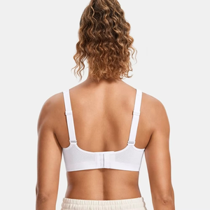 Soutien-gorge de sport blanc sans coutures, col rond, maintien moyen, haut de yoga et d'entraînement, couleur unie, style simple - Product Image 3