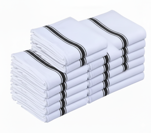 High Quality White Cotton Kitchen Towels Blue Stripe Durable Absorbent Cleaning <b>Cloths</b> for Home and Commercial Use - Product Image 2