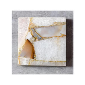 Beautiful Handmade 4-Piece Tea Coaster <b>Set</b> <b>Square</b> Natural Agate Polished Stone with Gemstone Model Marble Gifts - Product Image 4