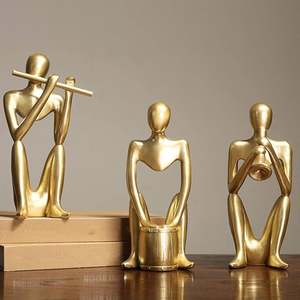 Handmade Modern Design Tabletop Sculpture <b>Statue</b> Set 3 Aluminum Brass <b>Gold</b> Plated for Home Decorative Christmas Wedding - Product Image 1