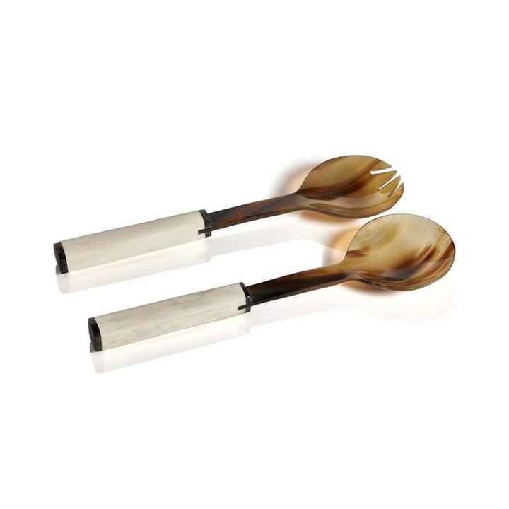 Customized Logo & Color Wooden Metallic Resin Salad Servers 2 Piece Set High Quality Dinnerware Salad Spoon Handmade Table Decor