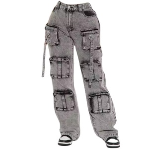 Pantalones Vaqueros Cargo Casuales de Moda, Estilo Boyfriend, Pierna Ancha, Comprar Jeans de Mezclilla para Mujer, Pantalones para Verano, Pantalones para Mujer y Hombre Lavados - Product Image 1