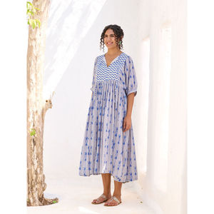 Eden Cotton <b>Maxi</b> <b>Dress</b> with <b>Tropical</b> Print and Diamond Zipper Accents - Product Image 5