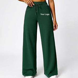 High Quality Custom Made Winter Casual Wear <b>Elastic</b> Waistband Sweatpants For Women Straight Leg Wide Bottom Trousers - Product Image 4