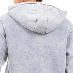 Sudadera con Capucha de Invierno de Color Sólido Personalizada al por Mayor, 100% Algodón, para Hombre, con Logotipo Frontal de Estilo Vintage, Servicio OEM - Product Image 5