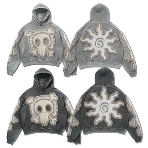 Article frais Votre logo de marque Design professionnel Sweat à capuche pour homme Coton mélangé High Street Best Style Distressed Hoodie - Product Image 1